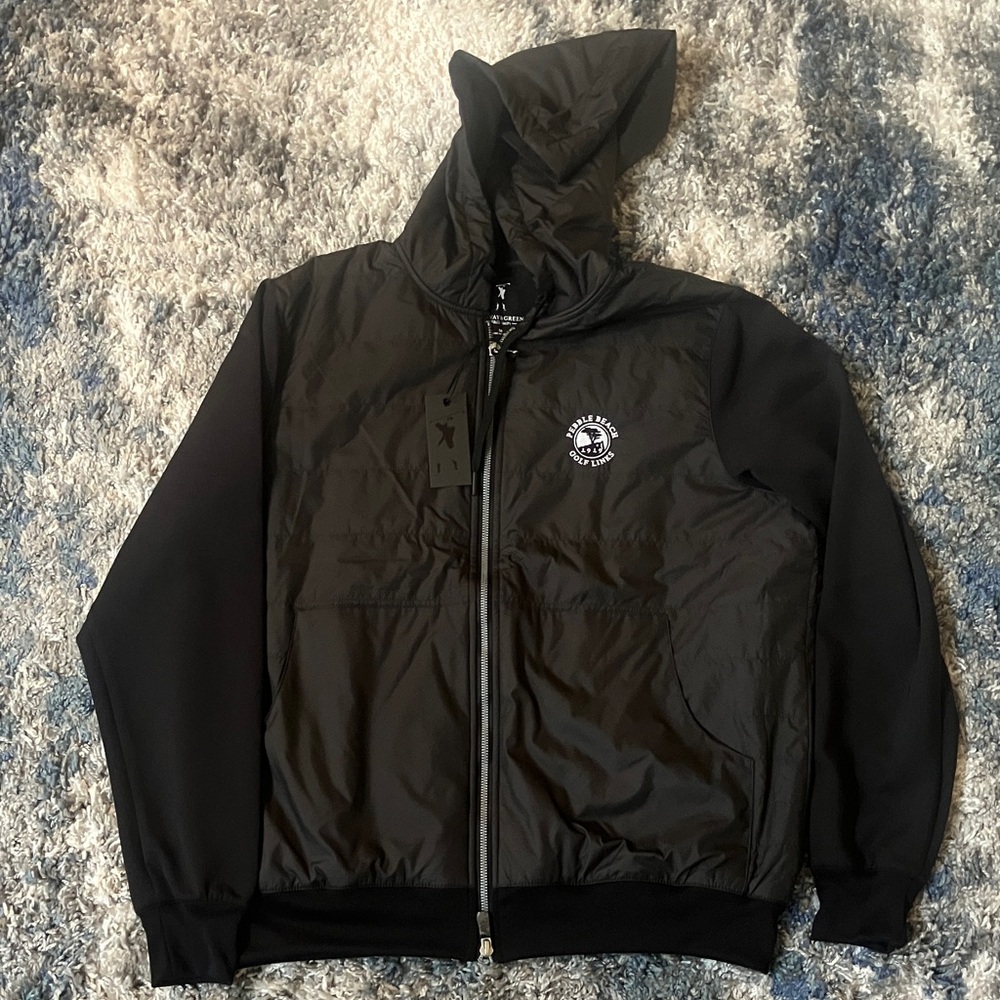 NWT Pebble Beach Fairway & Greene Black Hooded Windbreaker - M